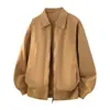 Jaqueta de trabalho oversized para homens, adequada para primavera e outono, estilo solto e casual, projetada para biotipos maiores, streetwear americano, estilosa e descolada, com gola de lapela