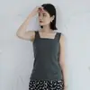 Pulôver Japonês Ombro Largo Alça Ajustável Slim-fit Curto Algodão Listras Verticais Camisa Base Feminina Interna Verão Lotte Camiseta Gola Quadrada