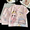 Pijama para Niñas, Nuevo de Verano para Niños de Seda de Hielo Delgado Cuello en V Dibujos Animados Conjunto de Ropa para el Hogar con Aire Acondicionado para Niños