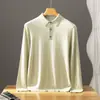 Suéter de cachemira pura para hombre para otoño e invierno, cuello de camisa de cachemira con botones, suéter de punto casual de negocios para hombres de mediana edad