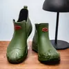Botas de Lluvia Negras Clásicas Versátiles Estilo Chino para Hombre, Zapatos de Agua de Moda, Botas de Goma para Vadear Arroyos, Botas Cortas Antideslizantes para Pesca y Vadear para Hombre