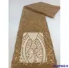 Vestido Estilo Francês com Bordado Pesado de Contas, Tecido de Renda para Casamento, Tecido de Renda com Lantejoulas para Noivas
