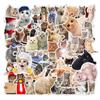 50 desenhos animados realista gato animal bonito gato azul adesivos decorativos à prova d'água papelaria skate copo adesivos atacado