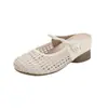 Zapatos de Mujer Tejidos de Verano 2026, Estilo Nuevo, Cerrados, sin Cordones, con Tacón Oculto de 7 cm, Zapatos Mary Jane Transpirables tipo "Lazy" para Uso en Exteriores