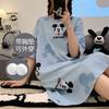 Camisón de verano de manga corta con dibujos animados, pijama sencillo, holgado, para mujer, talla grande, talla mediana, sencillo, largo, ropa de casa dulce para mujer