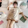 Pijama Curto de Manga Curta Novo Verão 2025 Feminino Desenho Animado Doce Casual Gola Redonda Conjunto Roupas para Casa para Usar Fora