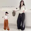 Pantalones para Niña 2026 Nuevos Elegantes Pantalones de Pierna Ancha Cortados a Tijera para Niña Mayor Estilo Primavera y Otoño Pantalones de Chándal Rayados Pantalones Deportivos