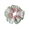Goma de pelo de cuadros dulces con encaje y diseño de lunares de cerezas, Cuerda para el pelo súper de hada para niñas, Cuerda elegante para coleta