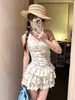 Menina Fofa Floral Puro Desejo Pequena Fragrância Conservador Saia Bolo Peça Única Justa Roupa de Banho Roupa de Banho para Fonte Termal Feminina