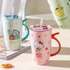 Caneca de Cerâmica Casal Caneca de Cerâmica Grande Capacidade Copo com Canudo Escritório Copo de Água Doméstico de Aparência Sofisticada Presente para Menina