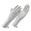 Guantes de protección solar de primavera y verano, transpirables, finos, antideslizantes, sin dedos, compatibles con pantalla táctil, para conducir y andar en bicicleta, longitud extendida, seda de hielo, para montar en verano