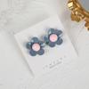 Conjunto de seis pendientes de botón con flores de colores estilo Ins, pendientes pequeños con flores sencillas y lindas para niñas.