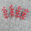 Flor Artificial Dorada de Tallo Único de Fruta Roja Hoja de Ginkgo Navideña Abanico de Hojas de Eucalipto Fruta de la Fortuna Flor de Año Nuevo Flor Artificial Navideña
