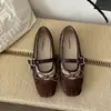 Zapatos Mary Jane de imitación de cuero a la moda con retazos para mujer, nuevo estilo primavera y otoño 2026, con lazo, dulces, a la moda, cómodos, de suela fina, de un solo color
