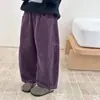 Calça de Veludo Cotelê Wide Leg Estilo Coreano Aimo Beibei Unissex Reta Casual Longa Calça Ribana Solta