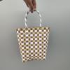 Nova Bolsa de Mão Simples e Fashion Vertical Cesta de Armazenamento Trançada Cesta de Compras Cesta de Legumes Bolsa Bolsa DIY Bolsa de Praia