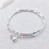 Nuevo Pulsera de Dos Generaciones Envuelto en Espiga de Arroz para Mujer con Colgante de Mariposa y Loto, Pulsera de Plata Pura 999 Chapada de Empuje y Tirón
