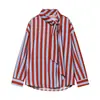 Ropa Nueva de Mujer de Primavera 2026 de Aliexpress Transfronteriza Camisa de Rayas de Manga Larga Suelta con Cuello Alto, Cordones y Decoración de Lazo