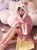 2025 Pijama Feminino de Inverno Coral Velvet Espesso com Alça de Desenho Animado Conjunto de Roupas Caseiras Fofas para Meninas