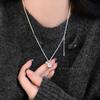 Colar com pingente de metal de zircônia quadrada escovada têxtil, colar feminino de nicho, personalidade, moda elegante, tudo combinando, corrente de lã
