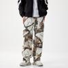 Calça Casual Estampada em Camuflagem de Folha 3D para Homens, Calça Longa Esportiva Solta para Uso Externo, Moda de Rua Americana