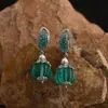 Nuevos Pendientes Versátiles de Moda Retro Estilo Chino Diseño de Nicho Pendientes Elegantes Esmeralda Pendientes Simples de Gama Alta