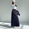 Saia feminina de outono nova, cintura alta, corte A, saia esportiva, saia casual e solta de comprimento médio