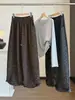 Pantalones de Pierna Ancha Florales Estilo Japonés Coreano para Mujer Otoño 2026 Nuevo Cintura Alta Adelgazantes Sueltos Caída Velour Guadaña Globos Casuales