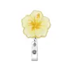 Porta-credencial retráctil de gran venta transfronteriza con flor de purpurina, clip giratorio para credencial para personal médico, clip para identificación, hebilla retráctil