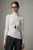 Serie de Lana Dorada Cuenta 80 3 Cabos Suave Agradable a la Piel Cuello Alto Sin Costuras Calibre 18 Camiseta Base de Suéter de Lana