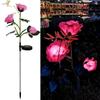 Lámpara solar LED transfronteriza de 3, 5 o 6 cabezas tipo rosa para césped, suelo, jardín, lámpara decorativa de paisaje