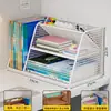 Organizador de arquivos para escritório, porta-canetas de mesa, caixa de armazenamento, estante