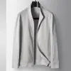 Jaqueta Casual Masculina 2026 Primavera/Verão Gola Alta Versão com Zíper Luxo Jovem Estilo Old Money Casaco Casual de Linho