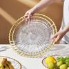 Plato de fruta de PET transparente, plato grande redondo para aperitivos, plato de almacenamiento de escritorio para sala de estar, plato de fruta creativo con forma de pétalo