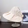 Chapéu Visor Colorido com Laço da Moda para Mulheres, Chapéu de Sol Casual Versátil de Verão, Chapéu de Tecido Dobrável com Proteção Solar