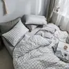 Juego de ropa de cama de verano de cuatro piezas, funda de edredón se vende por separado, sábana individual para cama de dormitorio de estudiante, juego de tres piezas de algodón lavado para una persona