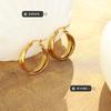 Pendientes elegantes de doble pieza en forma de U, estilo Hong Kong, estilo europeo y americano, chapados en acero de titanio y oro de 18 quilates, personalizados, para mujer F375