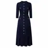 Vestido Redondo Hueco Estilo Europeo para Principios de Otoño para Mujer Amazon Transpirable de Siete Mangas Vestido Largo de Punto para el Trabajo