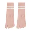Meias de Yoga Antiderrapantes de Cinco Dedos, Meias Clássicas Listradas para Pilates, Meias para Fitness Indoor com Solado de Silicone e Dedos Separados, Venda Direta do Fabricante