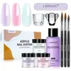 Kit de Armadura de Cristal para Principiantes en Uñas Kit de Polvo de Cristal Polvo Blanco Transparente Kit de Polvo con Brillo de 12 Colores Armadura Francesa Yan Xi