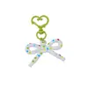 Chaveiro Pingente de Laço de Resina Impresso Fresco e Simples Fivela em Forma de Coração Acessórios de Chaveiro com Contas Venda por Atacado
