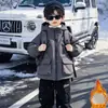 Ropa de Invierno para Niños Chaqueta Gruesa con Felpa 2026 Nuevo Traje de Esquí Infantil de Longitud Media Ropa Caliente de Algodón para Niños Otoño e Invierno