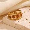 Anillo Abierto de Hojas de Ginkgo Amarillo Dorado de Otoño Más Vendido Transfronterizo Exquisito Acero Inoxidable Lujo Ligero Anillo de Parche Redondo de Flor