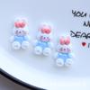Lindo dulce brillante de dibujos animados de conejo con lazo para pastel, accesorios de resina, materiales hechos a mano para DIY, venta al por mayor