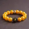 Pulseira de Ágata Amarela Natural Grau 7A com Santos Padroeiros dos Doze Signos para Homens e Mulheres Joias Atacado