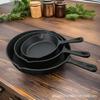 Sartén de Hierro Fundido Sartén Pequeña Sartén Antiadherente Sartén para Freír Huevos Sartén Grande de Hierro Cocina de Inducción Juego de Tres Piezas Traje