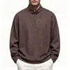 Camisa de malha com gola alta e zíper, estilo europeu e americano, para venda transfronteiriça na Amazon, camiseta de manga comprida, top casual solto para homens