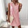 Ropa de Mujer Transfronteriza en Stock Verano 2026 Amazon Moda de Comercio Exterior Vestido Camisa Casual Rayado sin Mangas