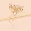 Pinza de Agarre con Borla de Perla Metálica Horquilla para el Cabello de la Parte Posterior de la Cabeza para Niña Pinza de Tiburón para el Cabello Elegante Horquilla Elegante Accesorios para el Cabello Simples