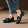Mocasines Estilo Británico Mujer 2026 Nuevos Suela Gruesa Punta Redonda Zapatos Pequeños de Piel Hebilla Metálica con Lazo Planos Versátiles